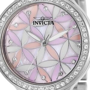 Invicta Silver Wildflower Watch with Purple Dial
